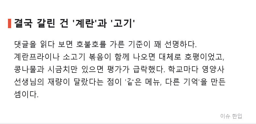 급식 비빔밥, 왜 누구는 최고의 메뉴로 누구는 최악으로 기억할까 - 5/7