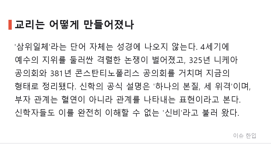 아버지의 아들인데 아버지와 하나라고? 커뮤니티를 달군 '삼위일체' 논쟁 정리 - 6/8