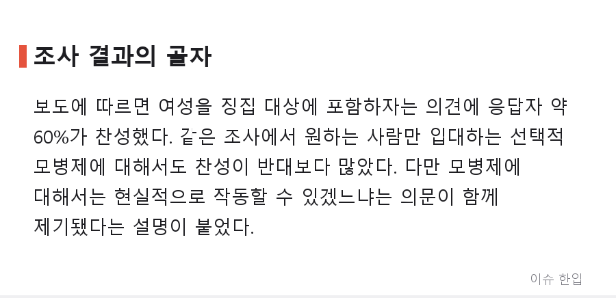 '여성 징병 60% 찬성' 여론조사, 왜 커뮤니티에서 논쟁이 됐나 - 2/7
